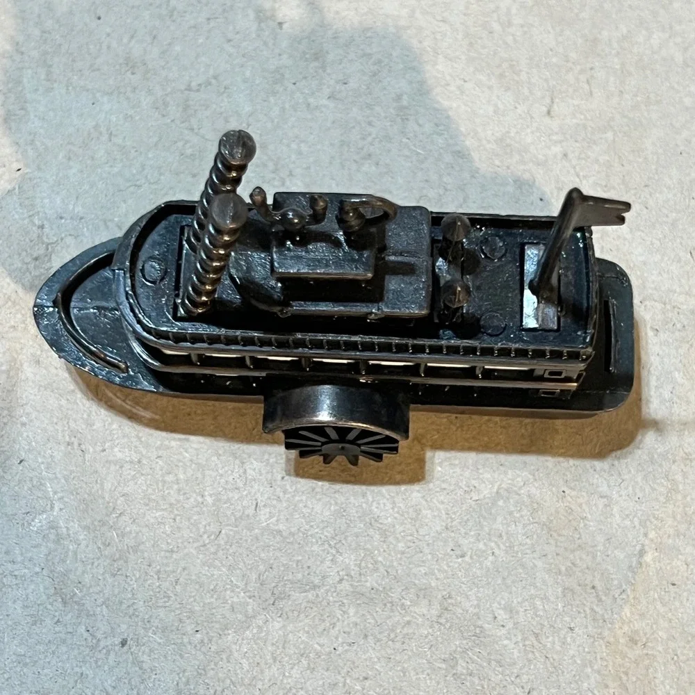 Mark Twain Riverboat Pencil Sharpener Bronze Die Cast Metal Vintage